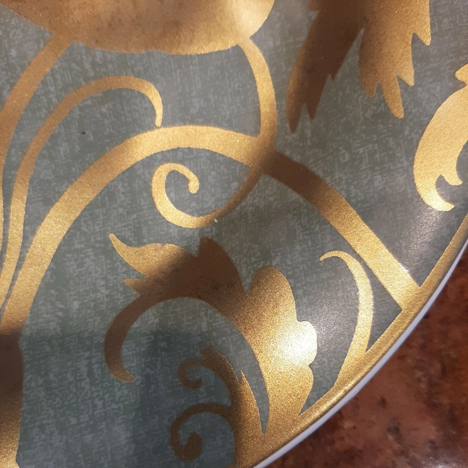 Platos de ensalada Pottery Barn rollos dorados, pájaros usados en excelente estado 9,25" Foto 2 de 4