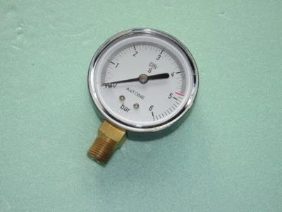 Manometer CO2 von 0 bis 6 bar 1/4 Zoll Druckanzeige Antoine Anzeige Zapfanlage