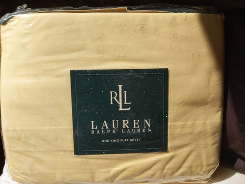 Ralph Lauren King Midnight Sun Yellow Cotton Sheet NIP - Picture 3 of 3