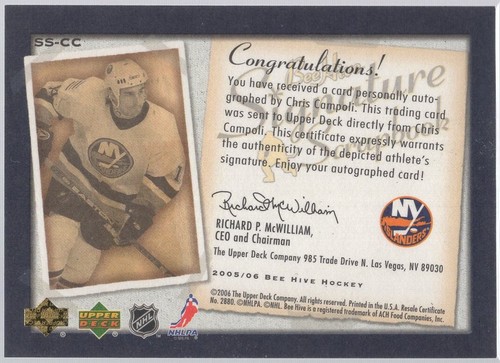 * 2005-06 UD Beehive - Signature Scrapbook #SS-CC - CHRIS CAMPOLI - Picture 2 of 2