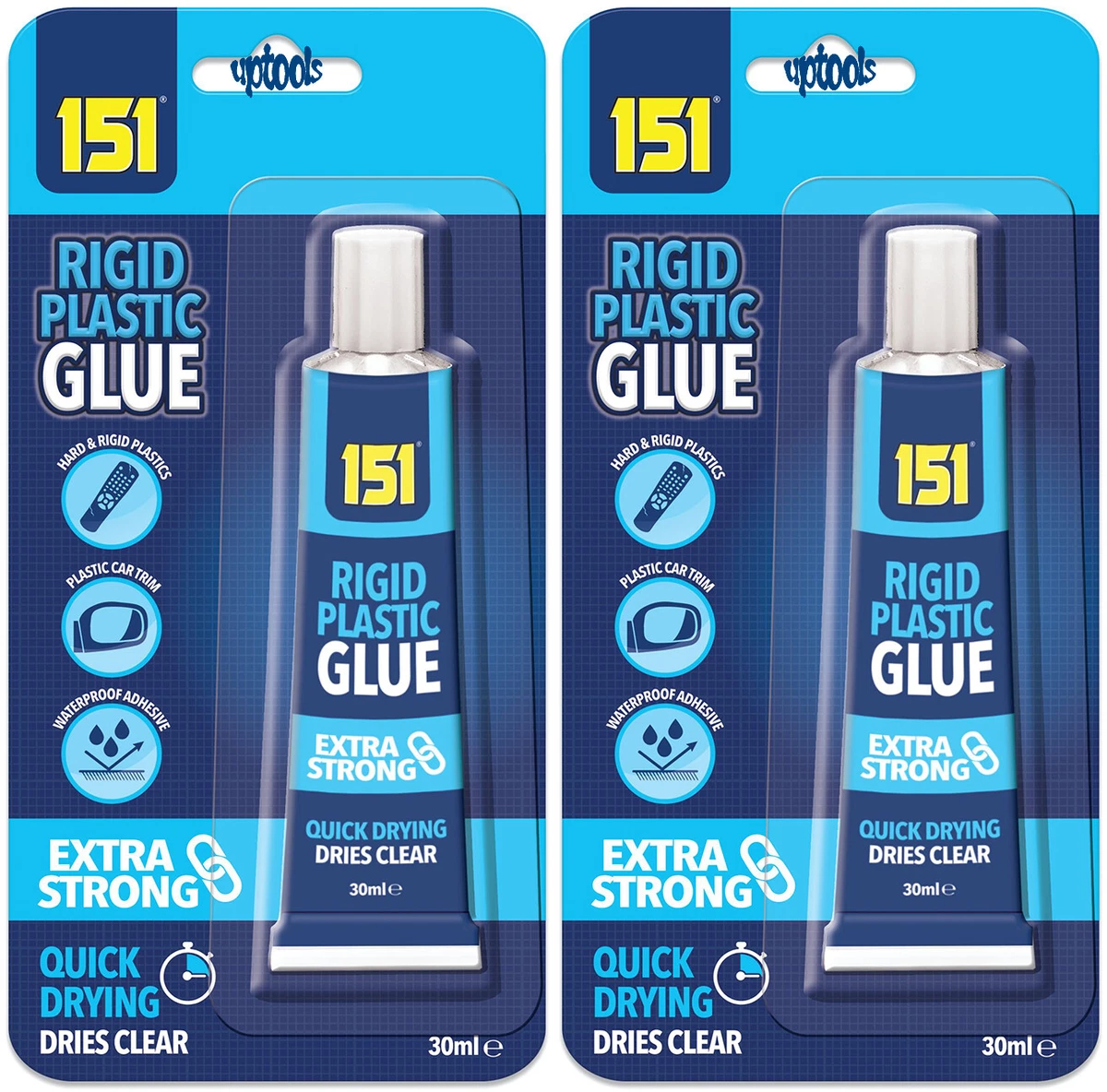 2 x 151 Extra Strong Rigid Hard Plastic Glue 30ml Waterproof
