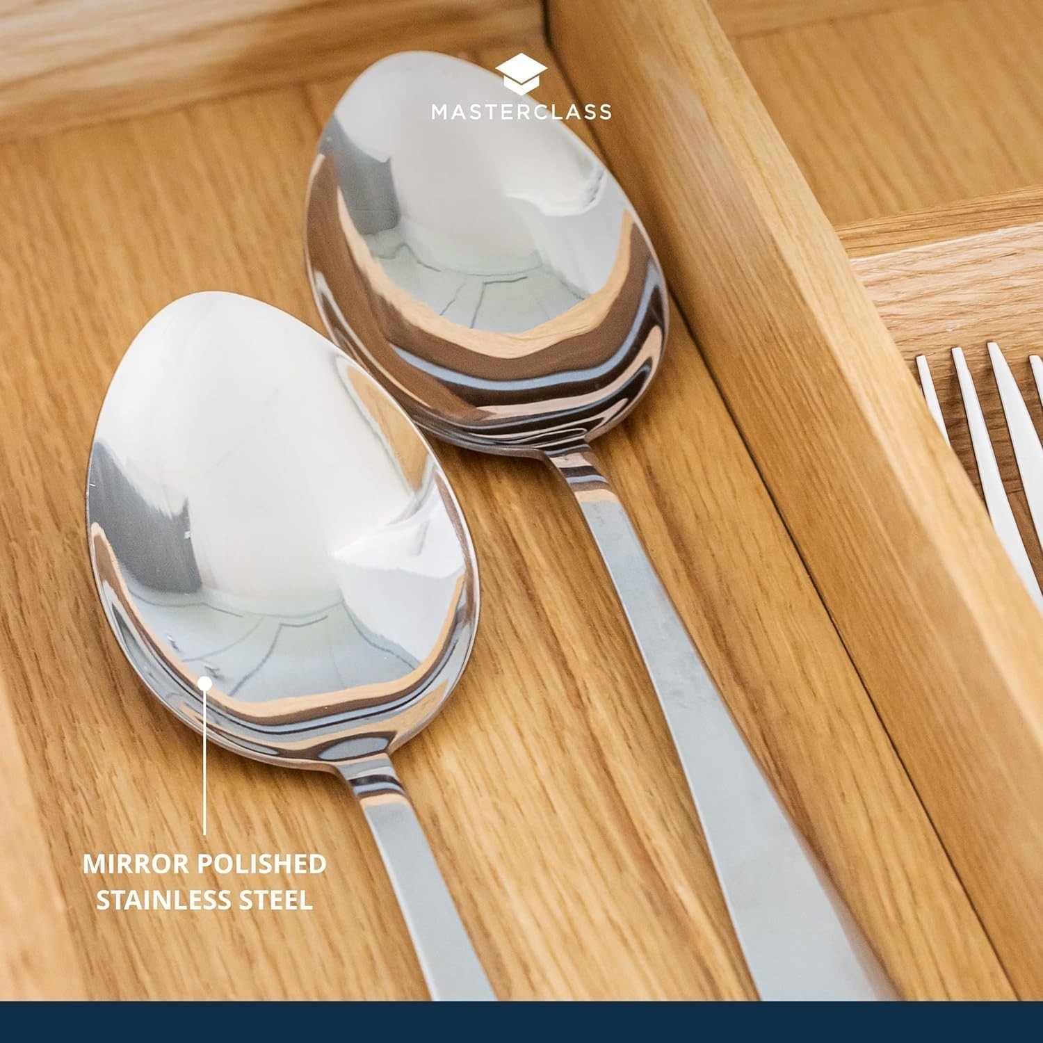 MasterClass Duo of Stainless Steel Serving Spoons, 2-Piece Spoon Set 23.5 cm