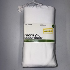 Room Essentials King Easy Care Cotton Blend Sateen Flat Sheet White