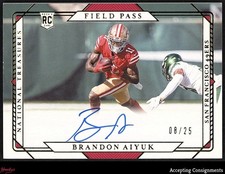 2020 National Treasures Field Pass Rookie Gold #16 Brandon Aiyuk RC AUTO 08/25