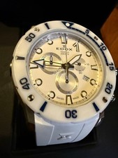 Orologio Edox Chronoffshore-1 Cronografo Bianco Subacqueo 300m Impermeabile dal Giappone