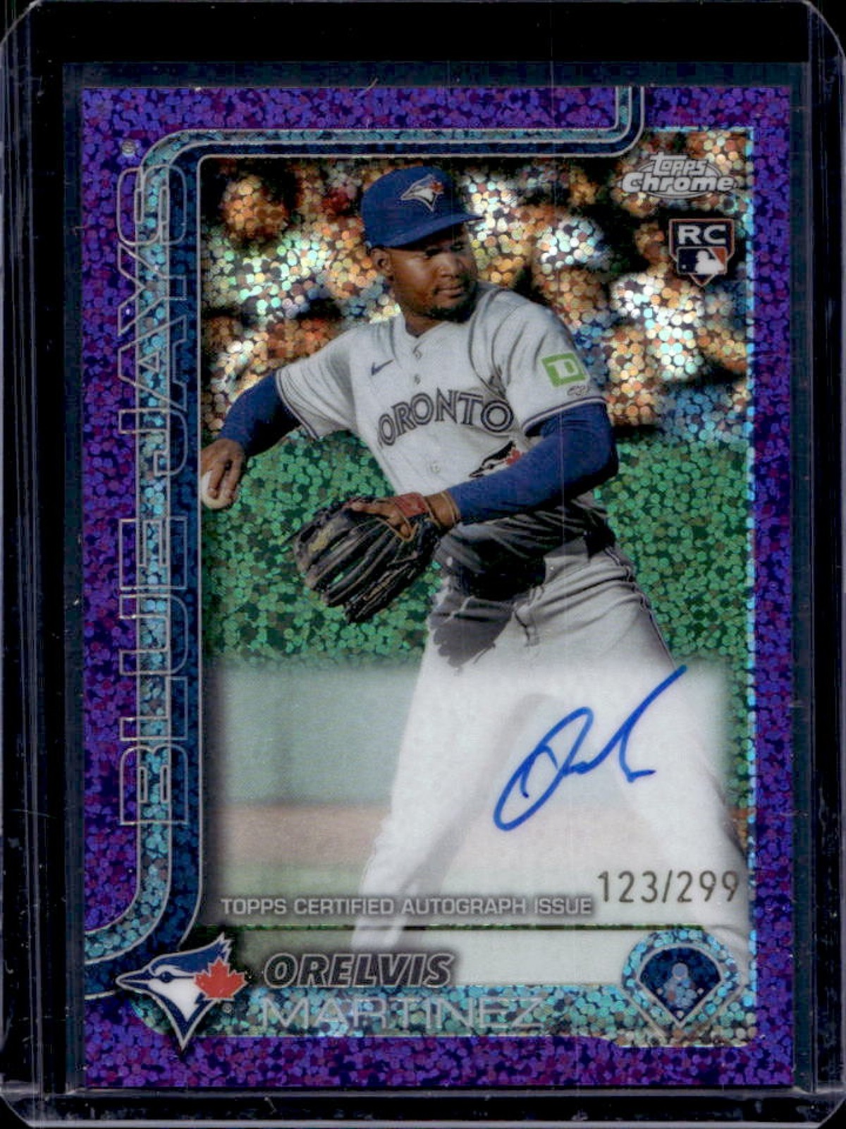 2025 Topps Chrome Orelvis Martinez Rookie Auto RC Purple Speckle Refractor #/299