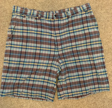 Vintage Polo Ralph Lauren Shorts Mens 36 Chino Button Fly Plaid Cotton 90s Prep