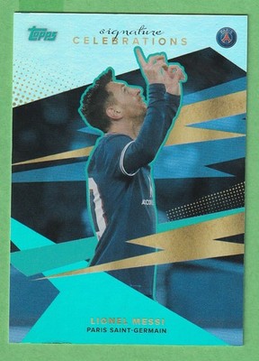 Lionel Messi - 2021-22 Topps Signature Celebrations Aqua Foil /75 PSG