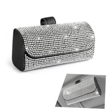 Bling Sunglasses Holder for Car Sun Visor, Rhinestone Auto Bling White
