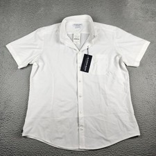 Mizzen Main Shirt Mens Extra Large White Trim Fit Short Sleeve Button Up Leeward
