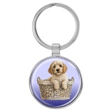 Enthoozies Labradoodle Puppy Domed Keychain Backpack Pull - 1.5 x 3 Inches
