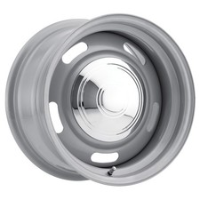 15x10 American Muscle 55 Rally Silver Wheels 5x5 -32mm Set Of 4 15x10 American Muscle 55 Rally Silver Wheels 5x5 -32mm Set Of 4