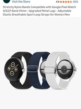3 Stretchy Nylon Bands Compatible with Google Pixel Watch 4/3/2/1 Band 41mm
