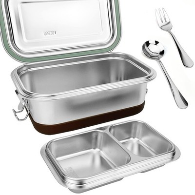 Large Metal Lunch Container with Leakproof Lid, Stainless Steel Meal Prep Con...