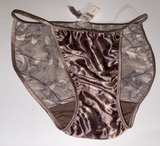 VTG Victoria  s Secret Second Skin Satin Abstract Floral String Bikini Panty Sz L