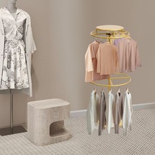 Rotatable Round Clothes Rack, 2-tier Clothing Rack, Floor-Standing Circular Rack