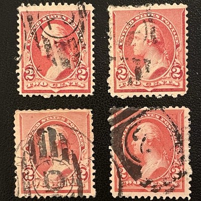 Lot of 4 old US postage stamps 1887-1892 George Washington