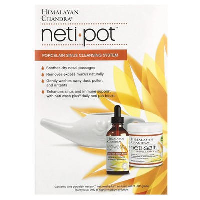 Neti Pot, Porcelain Sinus Cleansing System, 3 Piece Kit