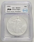 1992 American Silver Eagle MS69+ AUSTIN HUTTO ICG Signed