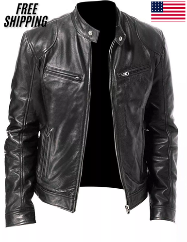 Men's Arthur Distressed Brown Café Racer Biker Leather Jacket