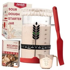 Sourdough Starter Kit - 38oz with Cookbook, Measuring Cup, Spatula, Wide Mouth