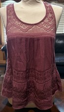 Ladies American Eagle Crocheted Mauve Tank top Size Small