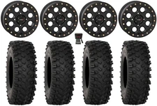System 3 SB-7 14" Wheels Black (4+3) 32" ATX470 Tires Polaris Sportsman / RZR /