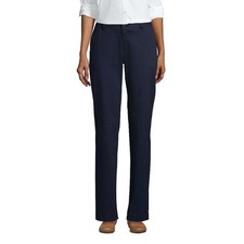 NWT LANDS' END WOMEN'S PLAIN FRONT CHINO PANTS CLASSIC NAVY UNHEMMED SIZE 0