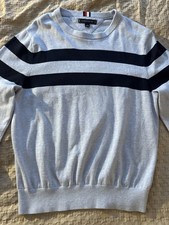 tommy hilfiger sweater men Medium Light Heather Blue And Navy Stripe