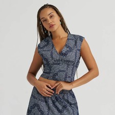 Wrangler Womens Cap Sleeve Paisley Denim Top