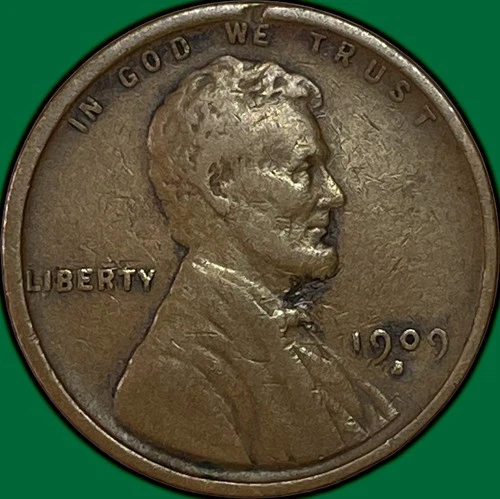 1909-S VDB Lincoln Wheat Cent Choice Very Fine VF+ Coin, Rim Nick #38076