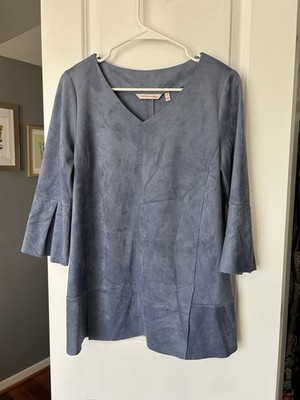 Soft Surroundings Izzy Faux Suede Tunic Top Periwinkle Blue Size Small
