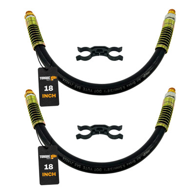 2 Pack 18'' Air Brake Hose 3/8  x 3/8  Swivel Rubber Air Brake Line Assembly with