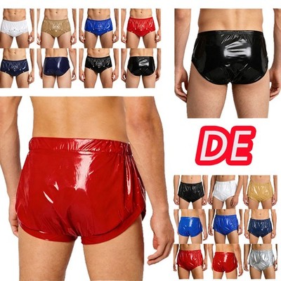 DE Herren Wasserdichte Wetlook Lackleder Boxershorts Pflegebedürftige Unterhose
