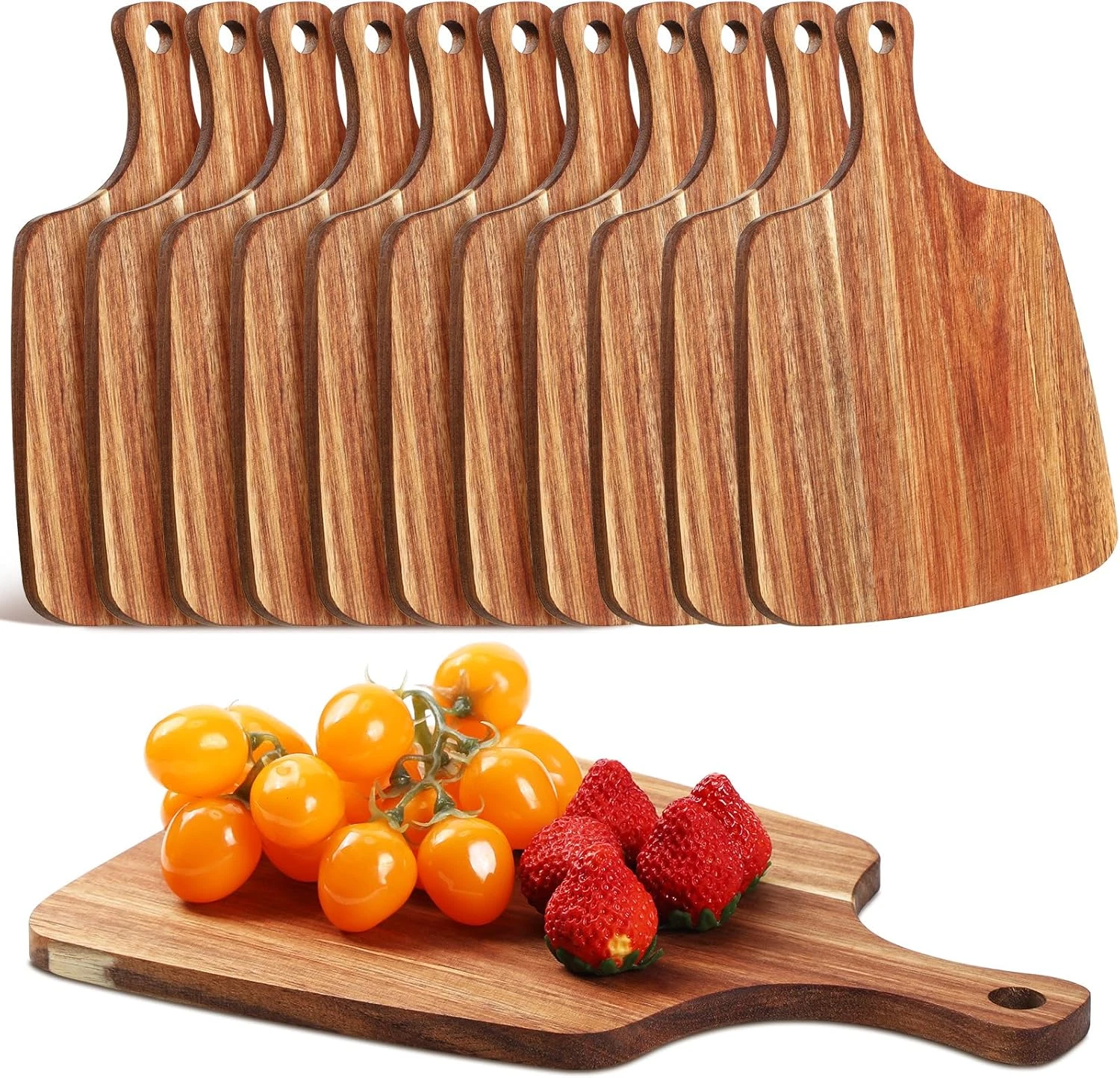 12 Pcs Cutting Board with Handle 12 X 8.7 Inches Acacia Wooden Serving Bridal Sh