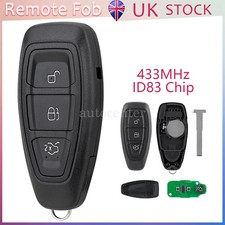 433MHz 3 Button Remote Car Key Fob For Ford Fiesta Focus Kuga Mondeo + ID83 Chip