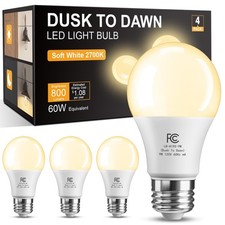 TJOY Dusk to Dawn Light Bulb Outdoor, Sensor, Automatic 4 Pack, 2700k