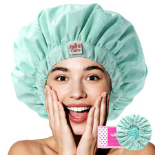 Luxury Shower Cap Women Color Changing Satin Lined Waterproof Bath Hat Long Hair