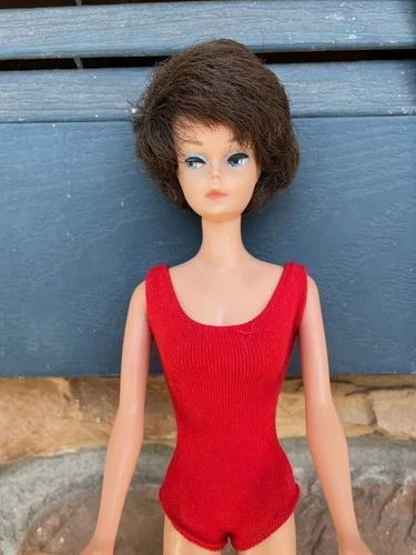 Vintage 1960s Barbie Brunette Bubble Cut Doll ,Midge Body w/ Bathing suit