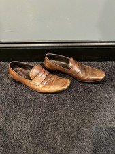 Men’s Vintage Prada Brown Leather Slip On Penny Loafers Size 9 (Fits Like 10)