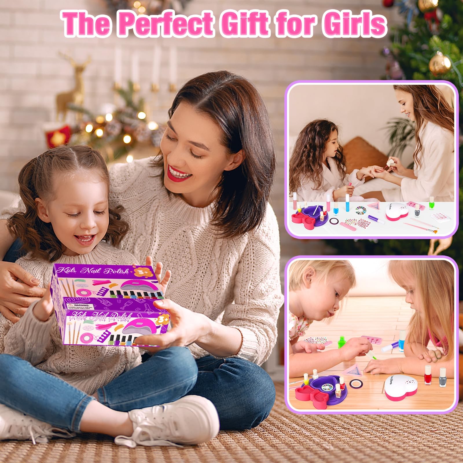 Kids Nail Polish Set for Girls with Dryer, Non-Toxic Kit Multicolor