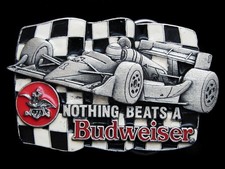 LK13149 VINTAGE 1992 NOTHING BEATS A BUDWEISER FORMULA 1 RACING BEER BUCKLE