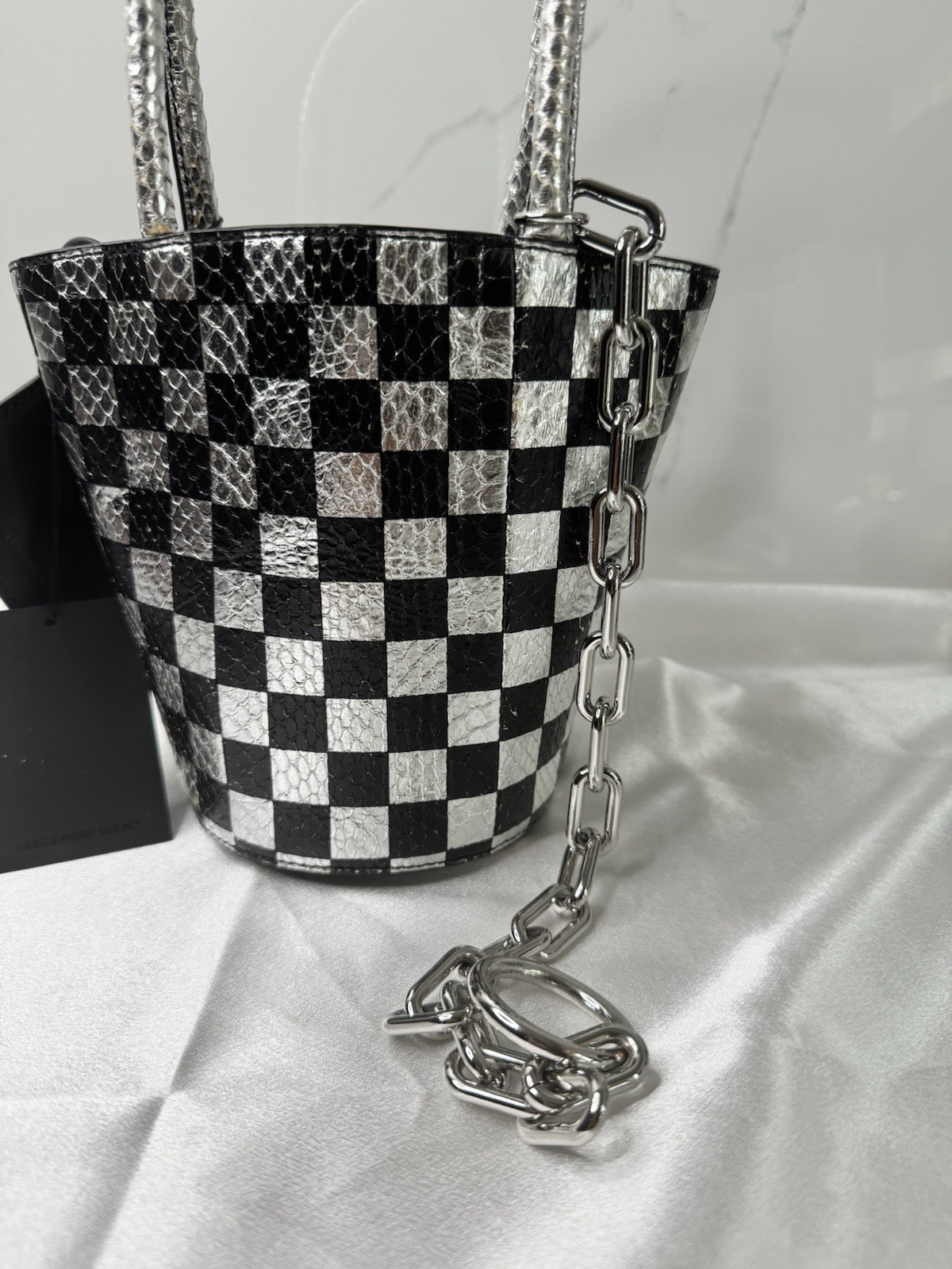 Authentic Alexander Wang Roxy Metallic Checkboard… - image 3