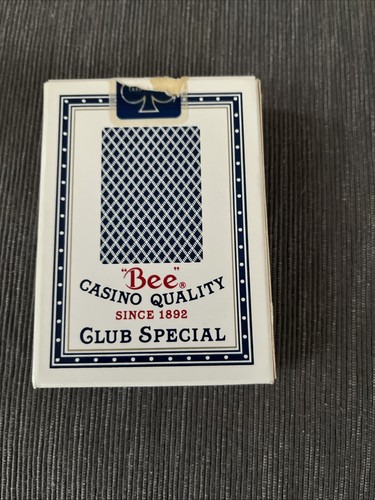 Bee Casino Quality Club Special Playing Cards Deck Poker 92 Cambric Finish Blue - Picture 2 of 3