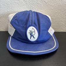 Vintage Horizon Blue and White Snapback Trucker Hat - Made in USA, One Size