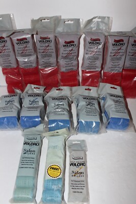 VELCRO   Brand Self Holding Salon Hair Rollers Lot of 15 Packs Mixed Sizes NEW