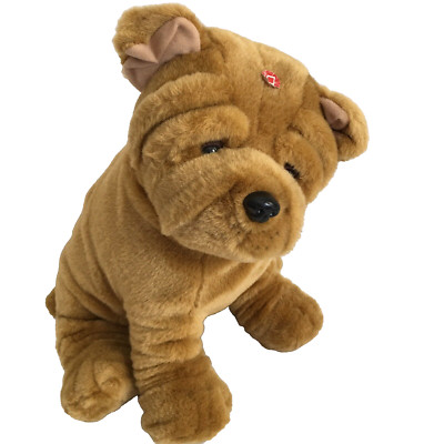 B & B Toymaker Shar Pei Tan Barking Puppy Dog Plush Push Head For Barking  16'' 