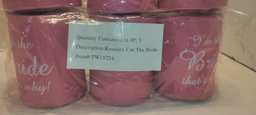 6 Pack of "I'm the Bride that's why" Drink Koozies Pink - Can and Bottle Holders - Picture 3 of 16