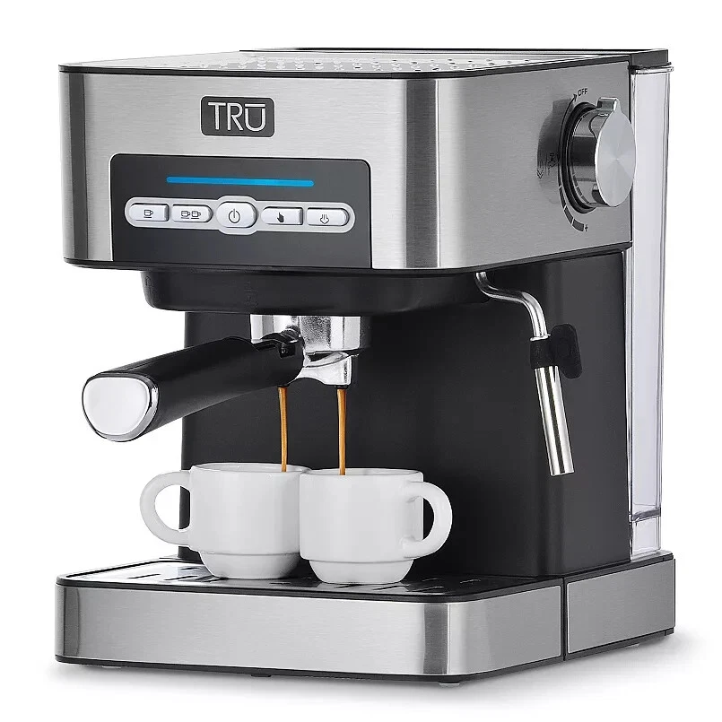 TRU 15-Bar Espresso Machine with Steam Wand, Silver - NEW