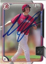 Autographed/Signed 2015 Bowman #18 Greg Pickett Philadelphia Phillies Tough Sig